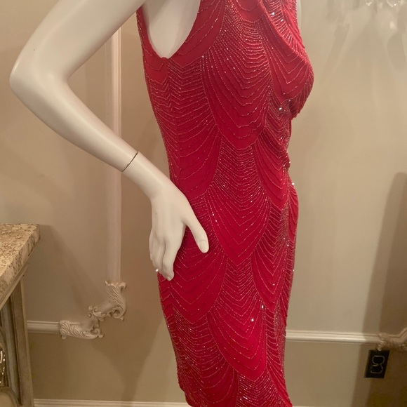 Alice Olivia Red Brit Beaded Mini Dress SIZE 2 - Picture 14 of 16